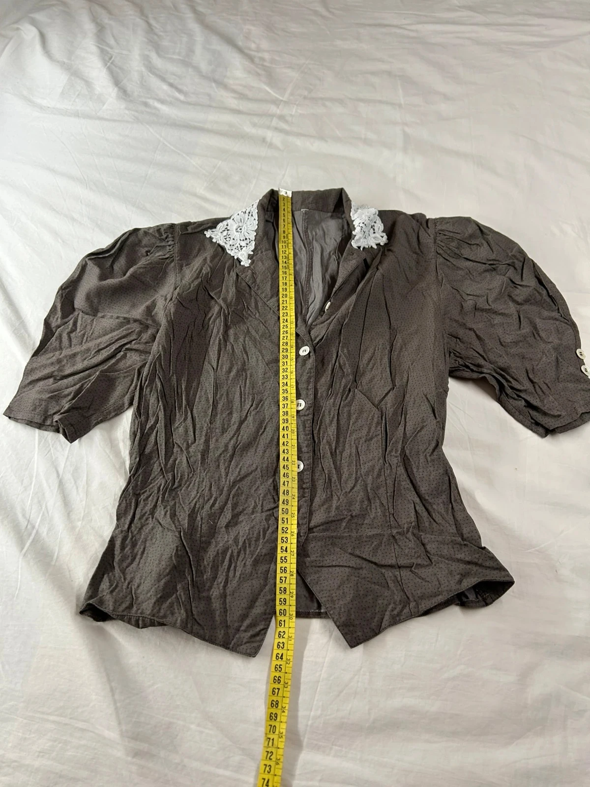 Vintage grijze beige blouse van viscose – photo 6